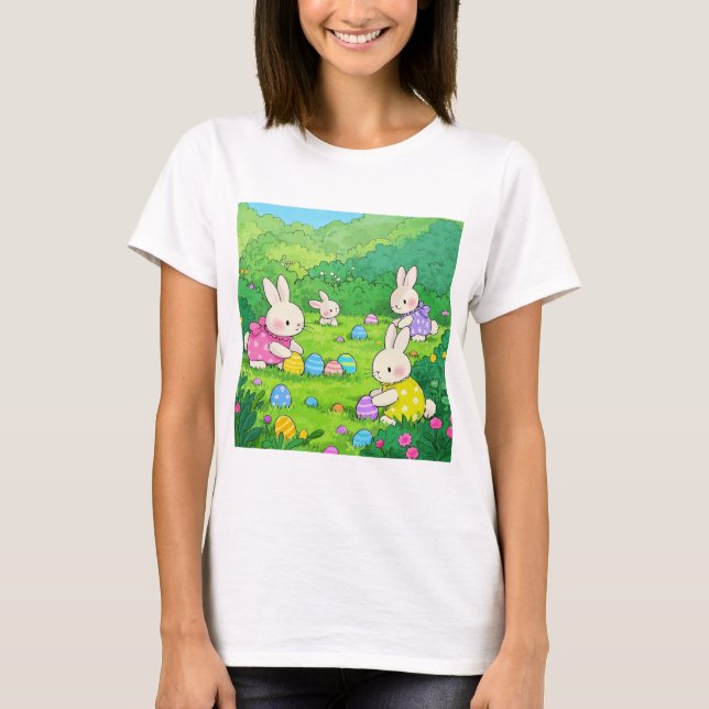 T-shirt Poupées de dessin OEufs de Pâques (Devant)