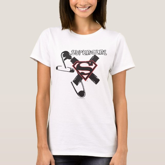 T-shirt Poupées de sécurité noire Supergirl (Devant)