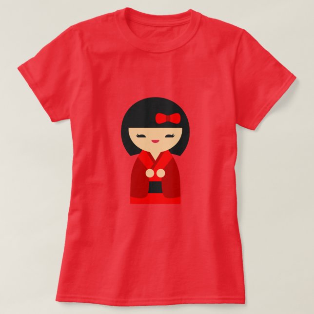 T-shirt Poupées japonaises de Red Kokeshi (Design devant)