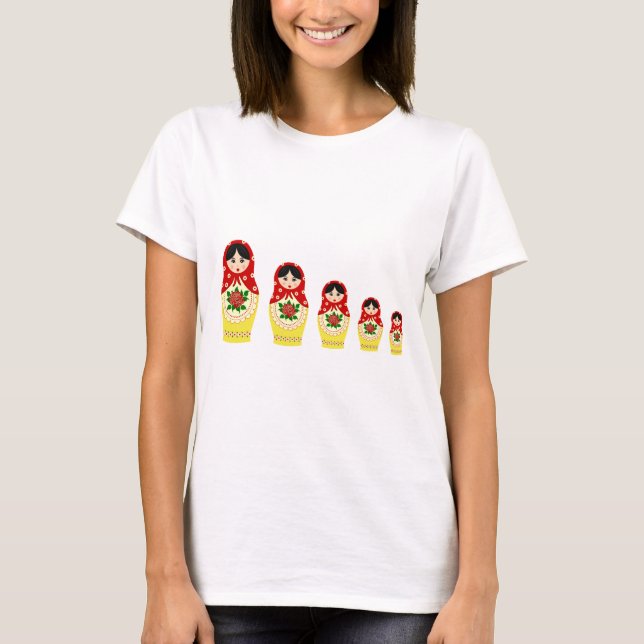 T-shirt Poupées russes rouges d'emboîtement de matryoshka (Devant)