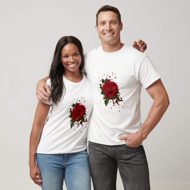 T-shirt pour amoureux roses rouges (Unisexe)