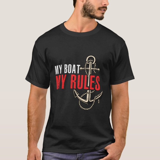 T-shirt Pour Bateau Capitaine Mon Bateau Mes Règles (Devant)