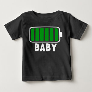 T-shirt Pour Bébé 100% Batterie Entièrement Chargée Famille Noir