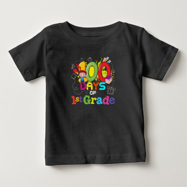 T-shirt Pour Bébé 100 Jours D'École 1Ème Année T-Chemise (Devant)