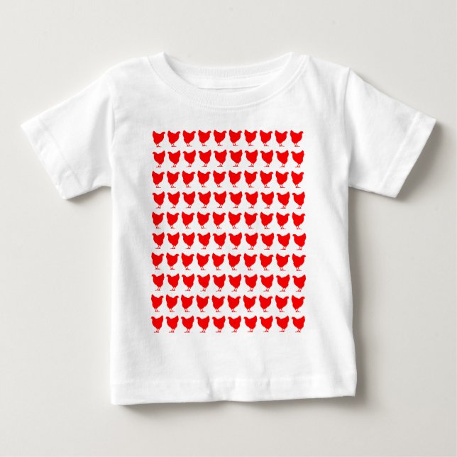 T-shirt Pour Bébé 100 poulets - Rouge (Devant)