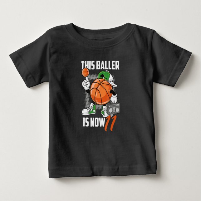T-shirt Pour Bébé 11e Anniversaire Joueur de Basketball Funny 11 ans (Devant)