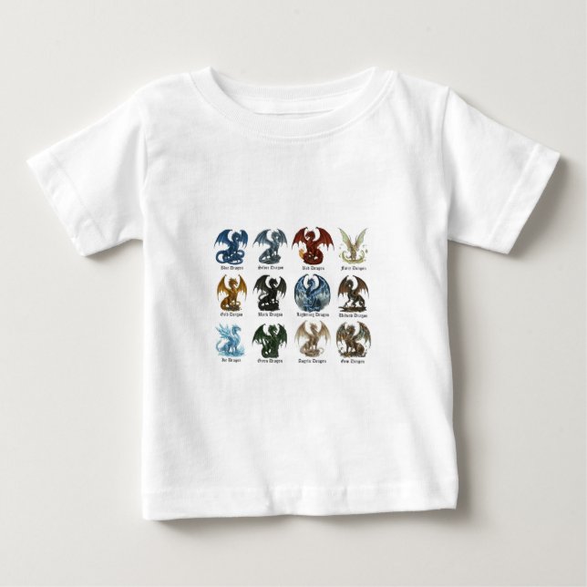 T-shirt Pour Bébé 12 Dragons - inspiré de dnd  (Devant)