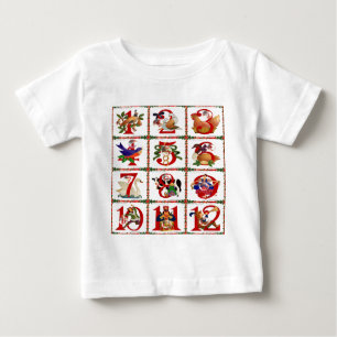 T-shirt Pour Bébé 12 Jours De Caillot De Noël Imprimer Cadeaux