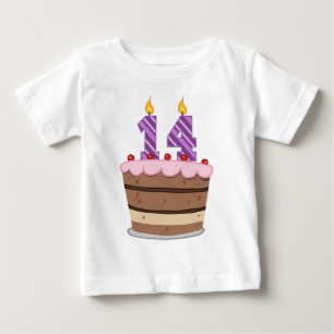 T-shirt Pour Bébé 14 ans sur le gâteau d'anniversaire