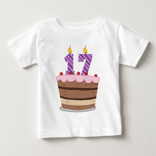 T-shirt Pour Bébé 17 ans sur le gâteau d'anniversaire (Devant)