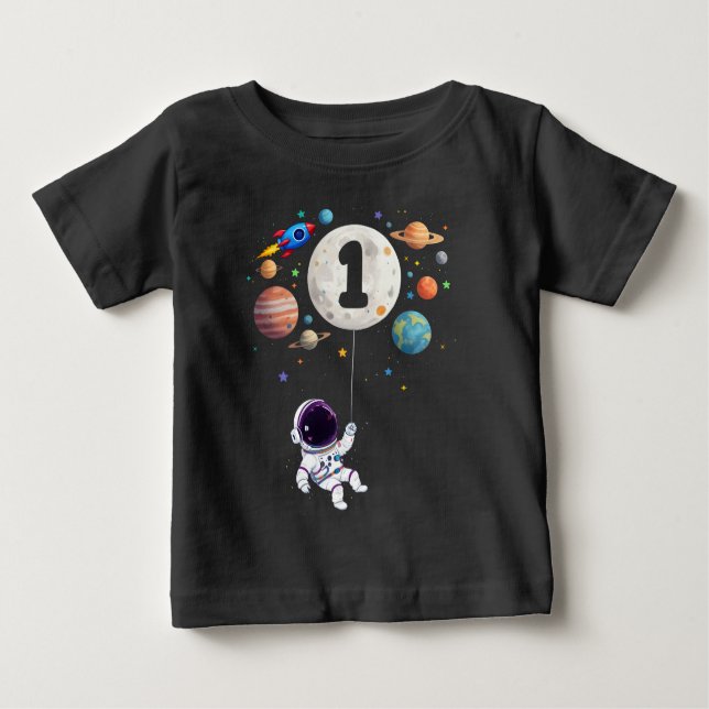 T-shirt Pour Bébé 1 an Anniversaire Planètes Astronaut 1er Anniversa (Devant)