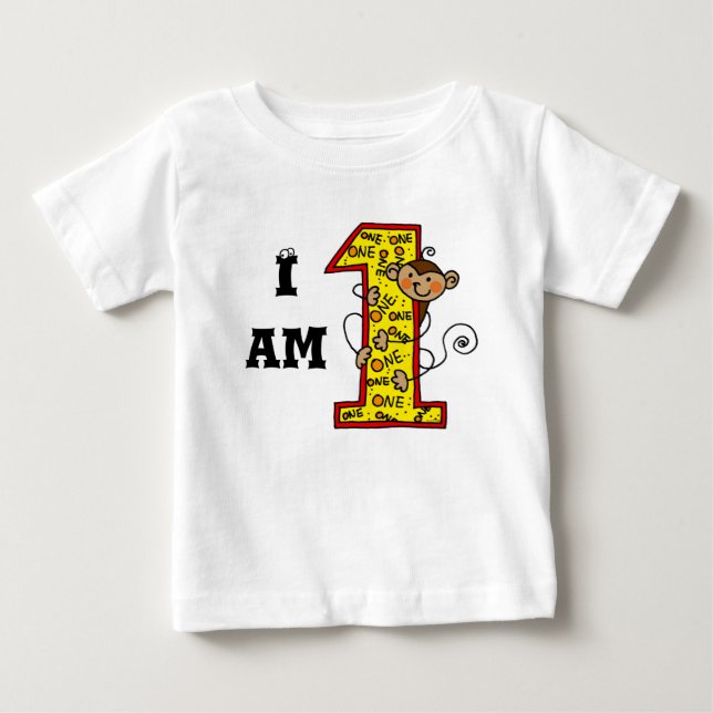 T-shirt Pour Bébé 1 an d'anniversaire de naissance (numéro de singe  (Devant)