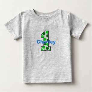 T-shirt Pour Bébé 1 Chemise d'anniversaire Polka verte