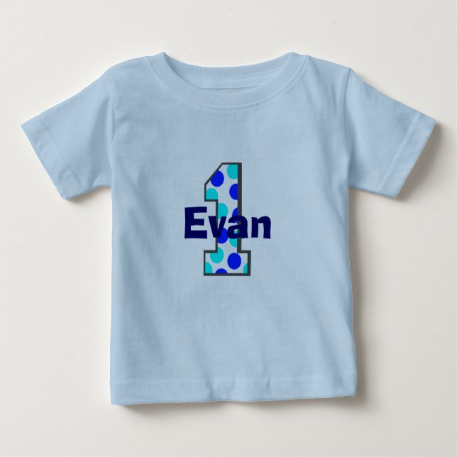T-shirt Pour Bébé 1 Chemise garçon Pois bleue (Devant)