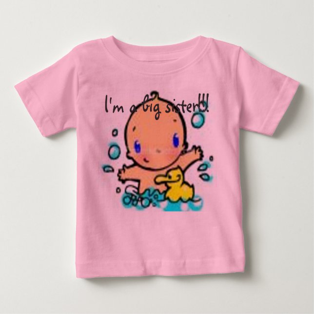 T-shirt Pour Bébé 1, je suis une grande soeur ! ! ! (Devant)