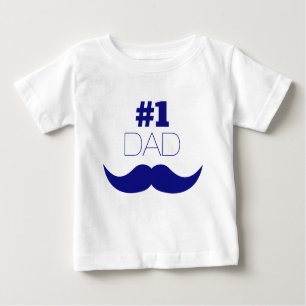 T-shirt Pour Bébé #1 Papa Blue Mustache