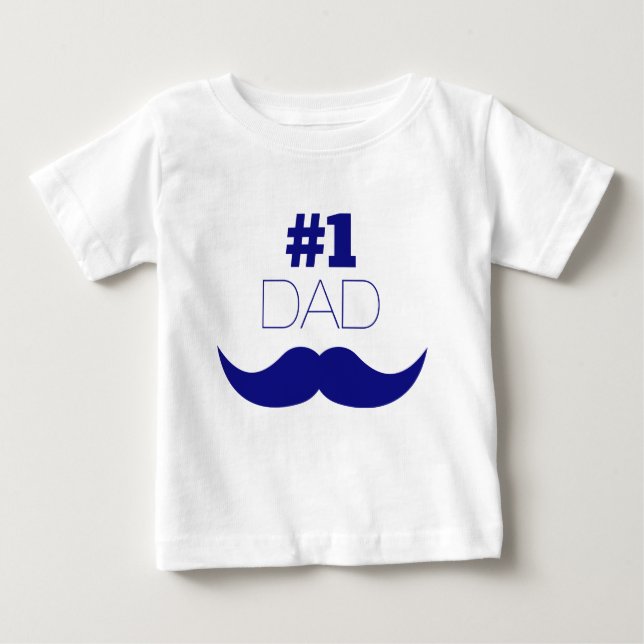 T-shirt Pour Bébé #1 Papa Blue Mustache (Devant)