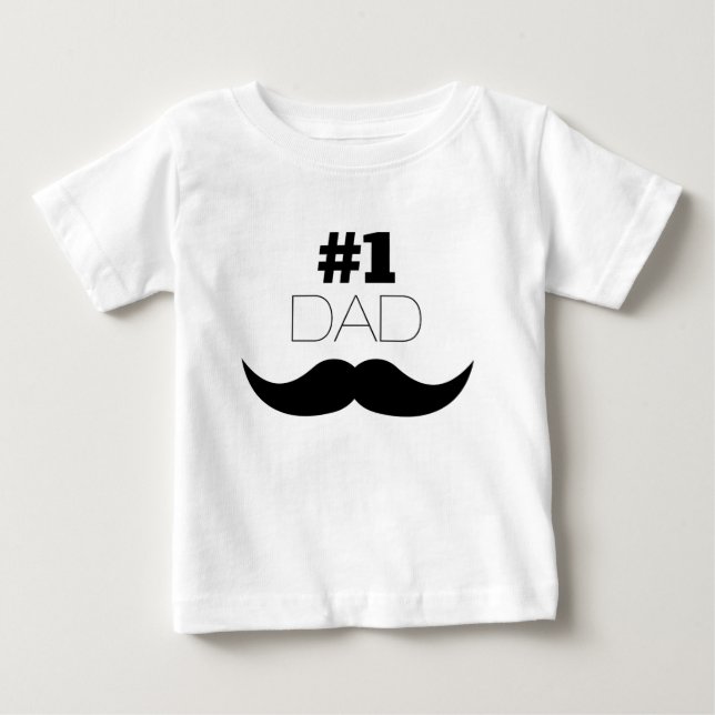 T-shirt Pour Bébé #1 Papa Mustache noire - Numéro Un (Devant)