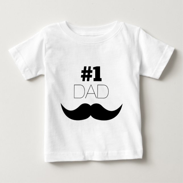 T-shirt Pour Bébé #1 Papa Mustache noire - Numéro Un (Devant)