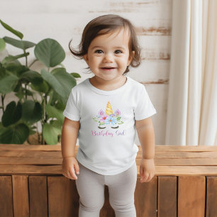 T-shirt Pour Bébé 1er Anniversaire aquarelle florale magique licorne