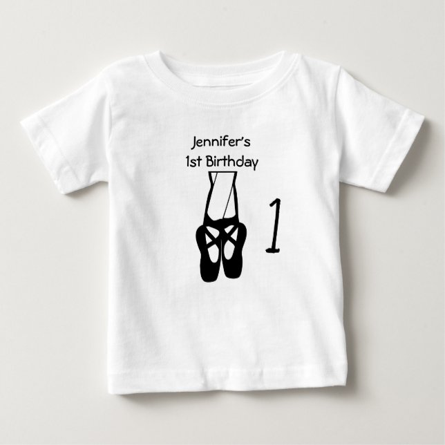 T-shirt Pour Bébé 1er Anniversaire Belle Danse Ballet Jambes & Chaus (Devant)