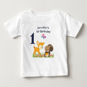 T-shirt Pour Bébé 1er Anniversaire Belle Forêt Animaux
