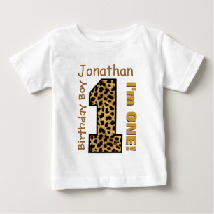 T-shirt Pour Bébé 1er anniversaire Boy Leopard Un an Nom personnalis
