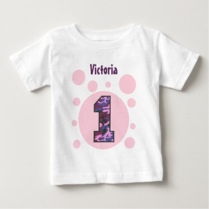 T-shirt Pour Bébé 1er Anniversaire Camo et bulles Un an Vieux V14