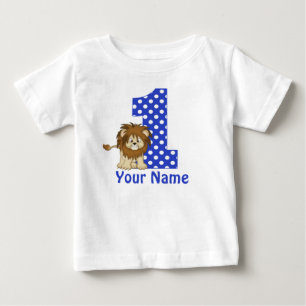 T-shirt Pour Bébé 1er Anniversaire Chemise personnalisée Lion Bleu