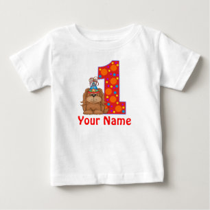 T-shirt Pour Bébé 1er Anniversaire Chiot Chemise Personnalisée