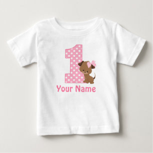 T-shirt Pour Bébé 1er Anniversaire Chiot Personnalisé T Chemise