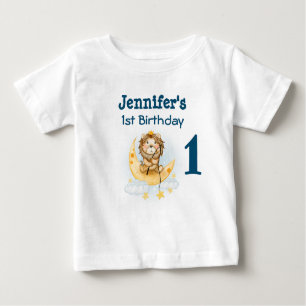 T-shirt Pour Bébé 1er Anniversaire Cute Lion Pêche sur la Lune