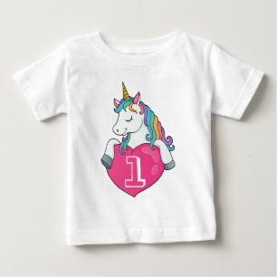 T-shirt Pour Bébé 1er Anniversaire Cute Unicorn Cadeau Anniversaire 