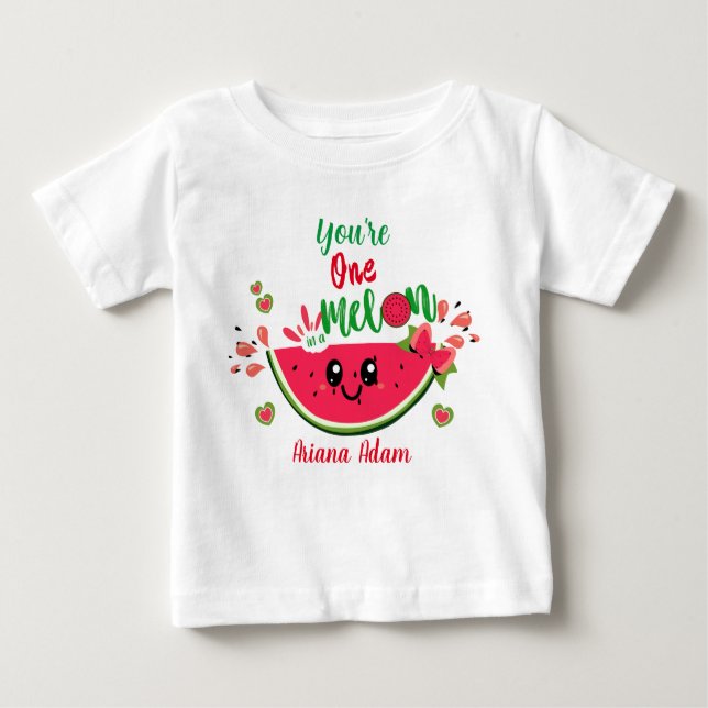 T-shirt Pour Bébé 1er anniversaire de fille Pastèque Une pastèque pa (Devant)