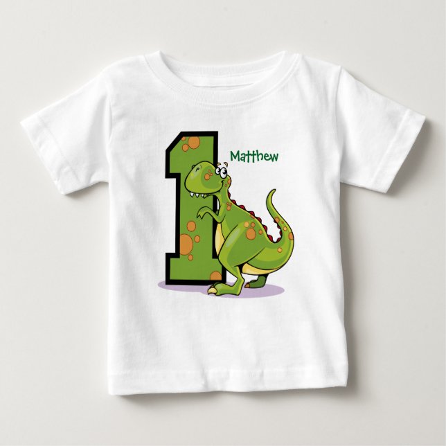 T-shirt Pour Bébé 1er anniversaire Dinosaur personnalisé (Devant)
