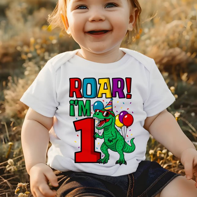 T-shirt Pour Bébé 1er Anniversaire Dinosaur Trex (Créateur téléchargé)