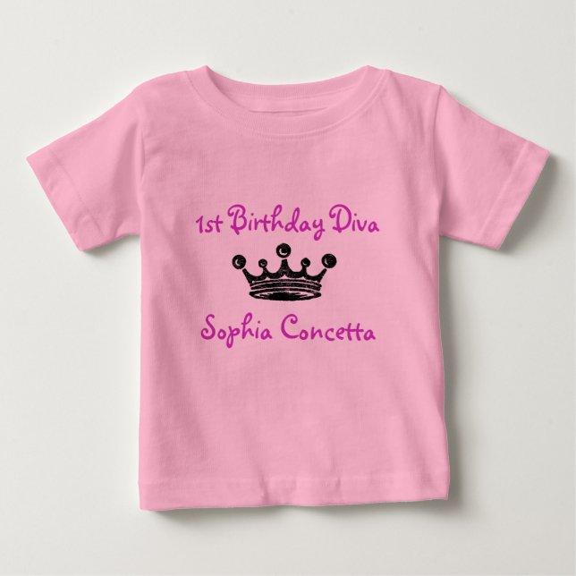 T-shirt Pour Bébé 1er anniversaire Diva (Devant)