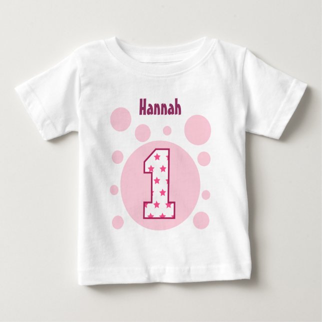 T-shirt Pour Bébé 1er anniversaire Etoiles et bulles Un an Vieux V10 (Devant)