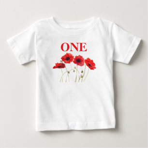 T-shirt Pour Bébé 1er Anniversaire Fête Poppies Bébé Fille