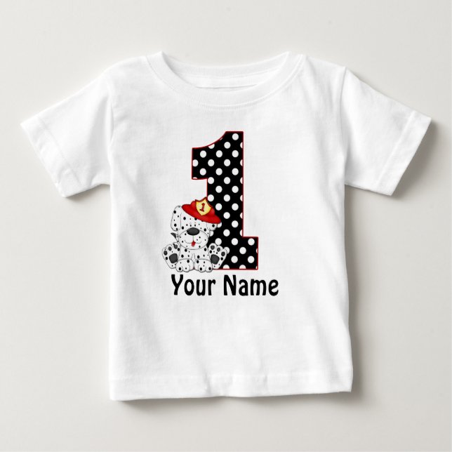 T-shirt Pour Bébé 1er anniversaire Fireman Dalmatien Chemise personn (Devant)