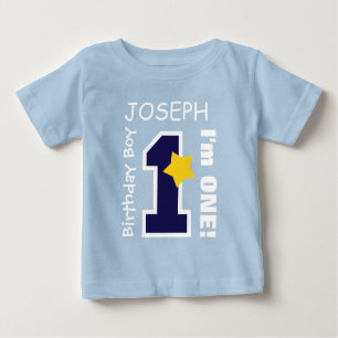 T-shirt Pour Bébé 1er Anniversaire Garçon BLUE Un an Nom personnalis