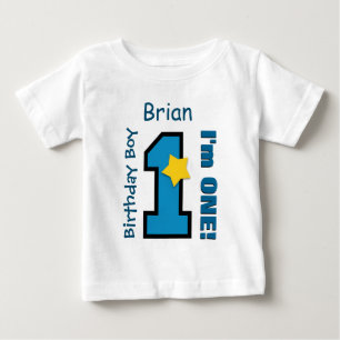T-shirt Pour Bébé 1er Anniversaire Garçon BLUE Un an Nom personnalis