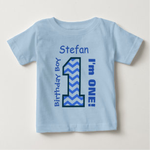 T-shirt Pour Bébé 1er anniversaire garçon CHEVRON un an Nom personna