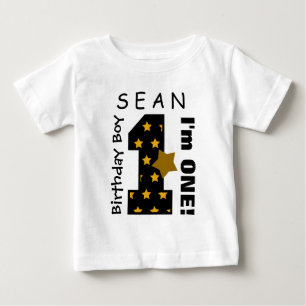 T-shirt Pour Bébé 1er Anniversaire Garçon Étoiles Un an Nom personna