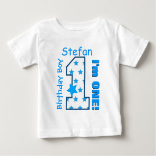 T-shirt Pour Bébé 1er Anniversaire Garçon Étoiles Un an Nom personna