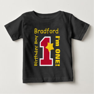 T-shirt Pour Bébé 1er anniversaire Garçon NOIR Un an Nom personnalis