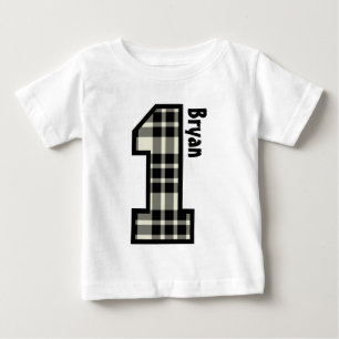 T-shirt Pour Bébé 1er anniversaire garçon PLAID un an Nom personnali
