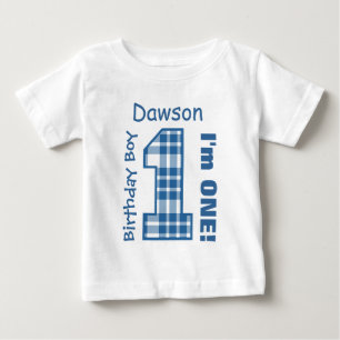 T-shirt Pour Bébé 1er anniversaire garçon PLAID un an Nom personnali