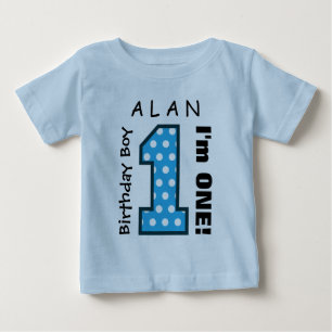 T-shirt Pour Bébé 1er anniversaire garçon POIS un an Personnalisé No