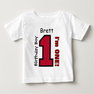T-shirt Pour Bébé 1er Anniversaire Garçon ROUGE Un an Nom personnali